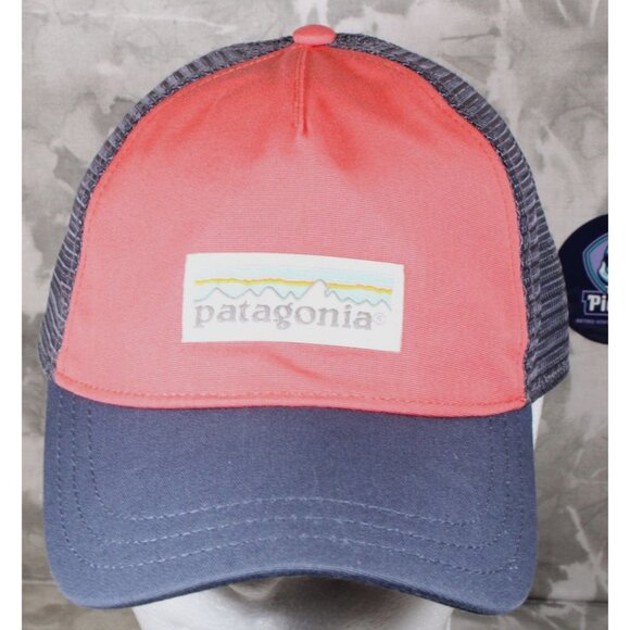 Patagonia Spell Out Trucker Hat Salmon Blue Adjustable Snapback - Picture 1 of 6